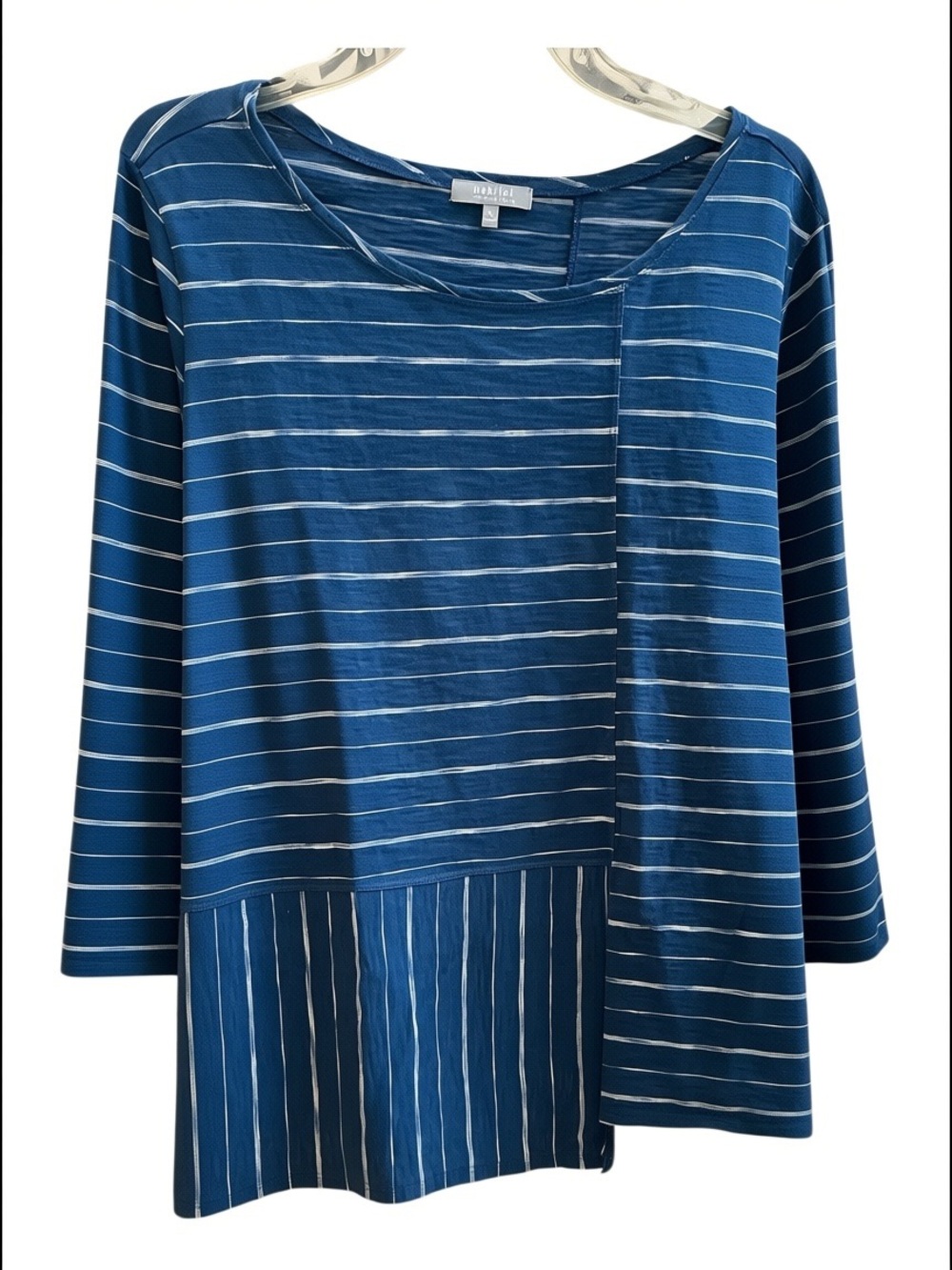 Habitat Blue and White Striped Boat neck Tunic  Top